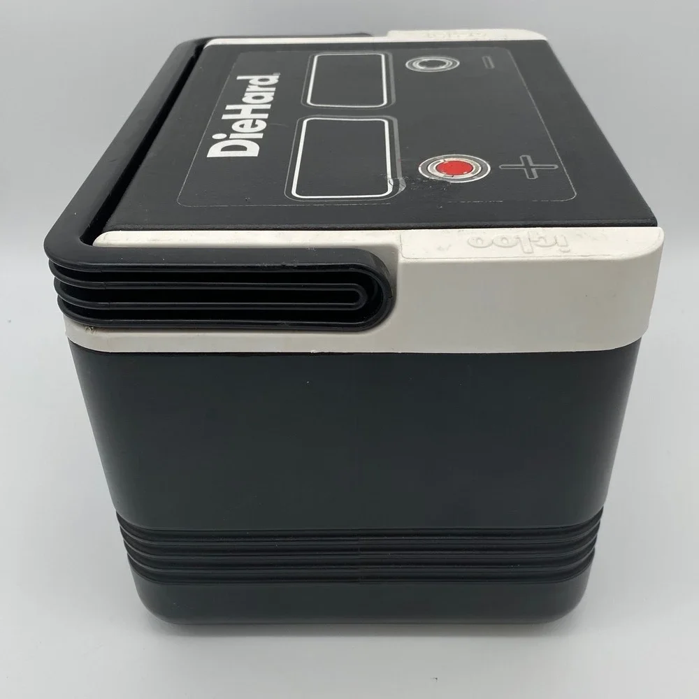 Igloo DieHard Battery Novelty Personal Cooler Black White Retro Automotive Style
